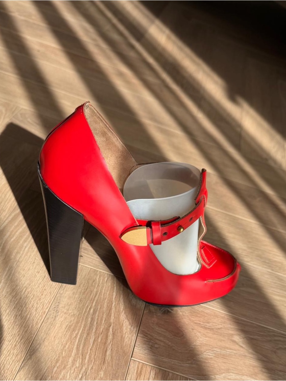 Chloe Leather Mary Jane Block Heel Pumps Harvard SPAZZ CALF 306 GINGER - Picture 11 of 12